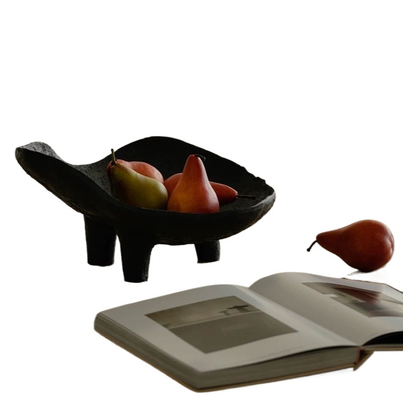 Resin Art Wooden Tray - Schwarze Obstschale aus Kunstharz, Aufbewahrungstablett, Retro-Kunstdekoration,