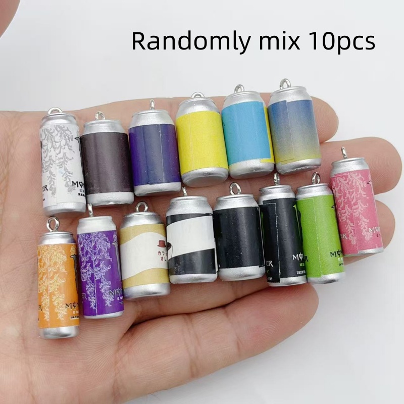 Resin Art Gift Ideas - 10 Stück Mini-Simulations-Getränkedosen-Harzanhänger, bunte Nachbildungen von