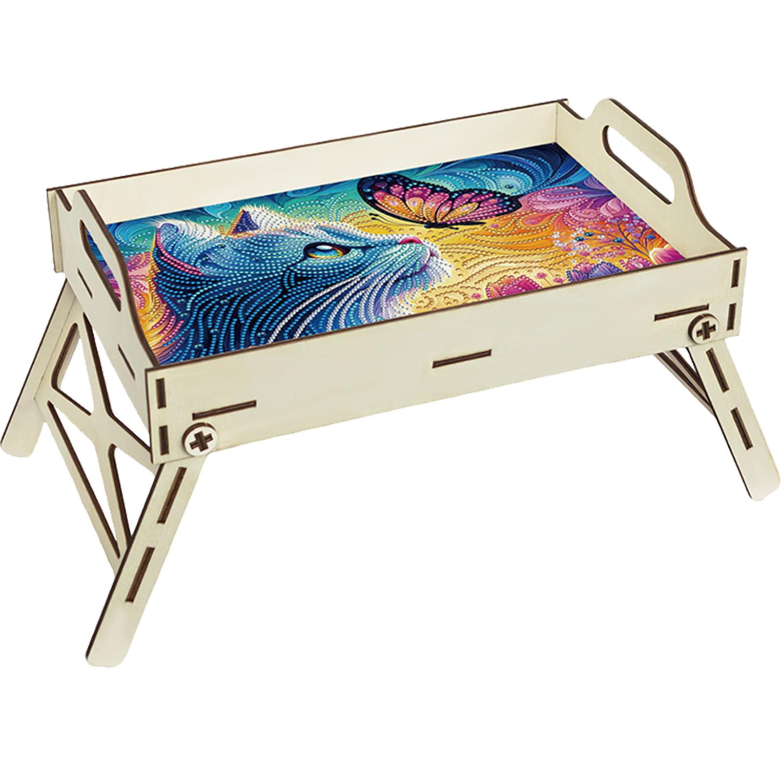 Resin Art Wooden Tray - 5D DIY Diamantmalerei Serviertablett mit Griff,