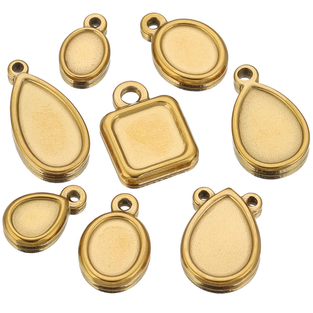 Resin Art Gift Ideas - 5 Stück Edelstahl-Anhängerrohlinge (quadratisch, rund, oval)