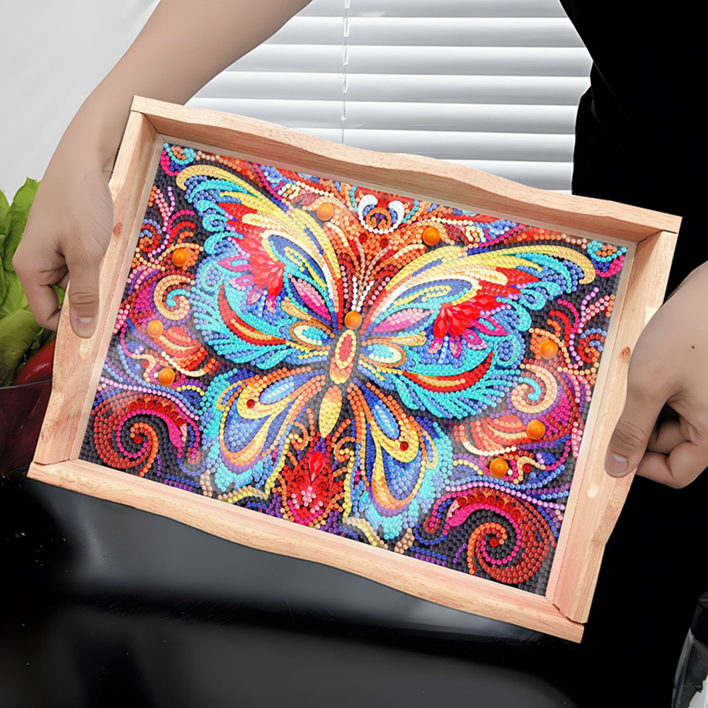 Resin Art Wooden Tray - 5D-Essplatte aus Holz zum Selbermachen, diamantbemalt,