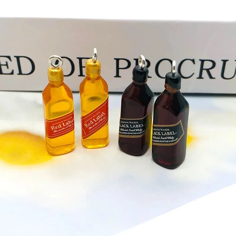 Resin Art Gift Ideas - 10 Stück kleine Weinbar-Flaschen-Harzanhänger, DIY-Ohrring-Zubehör, Mini-Anhänger