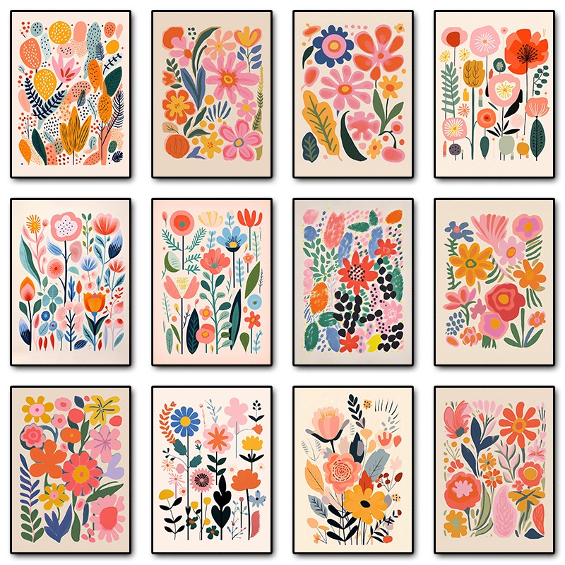 Resin Art With Flowers - Vintage Mid-Century Blumenillustrationen Poster und Drucke