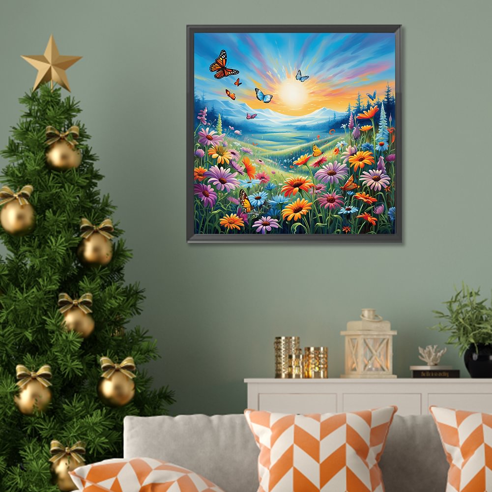 Resin Art With Flowers - Diamant Malerei Familie süße Hirsch Blume
