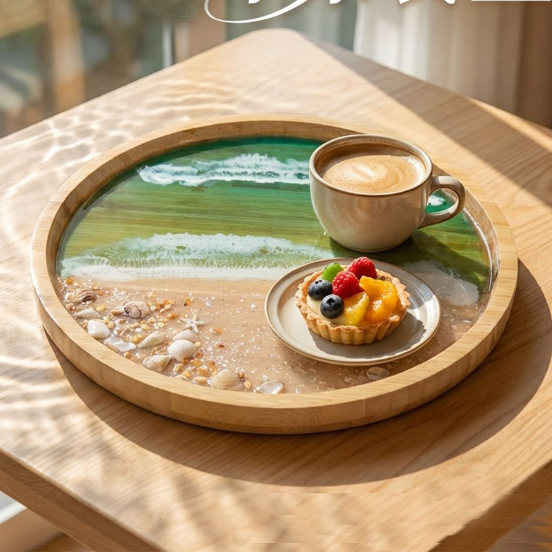 Holz-Serviertablett mit Ozean- – Resin Art Wooden Tray Bewertung und Preis