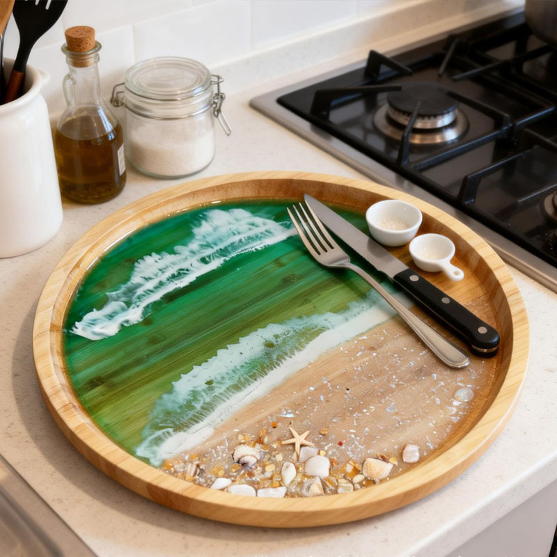 Holz-Serviertablett mit Ozean- – Resin Art Wooden Tray Bewertung und Preis