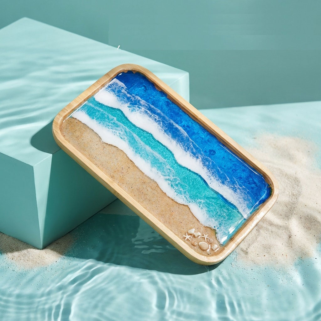 Epoxidharz-Ozean-Kunst-Dekotab – Resin Art Wooden Tray Bewertung und Preis